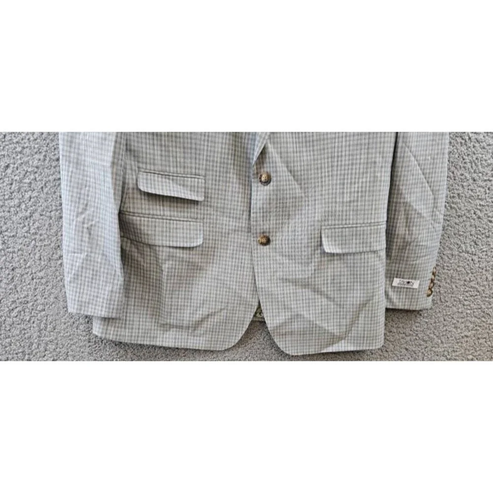Tayion Collection Regular-Fit Suit Jacket Men's 42S Grey Green Plaid Long Sleeve